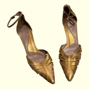 🆕KENNETH COLE NEW YORK vintage ALL LEATHER Metallic bronze gold Heels size 8 1/2